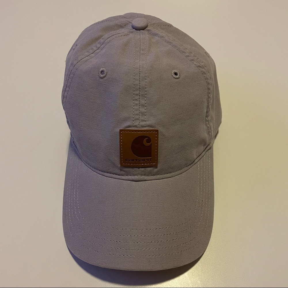 Carhartt Light Gray Baseball Cap with Brown Leather Patch